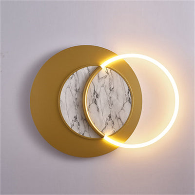 Modern Simplicity Marble Hardware Circle Splicing LED Wall Sconce Lamp For Living Room