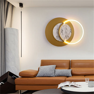 Modern Simplicity Marble Hardware Circle Splicing LED Wall Sconce Lamp For Living Room