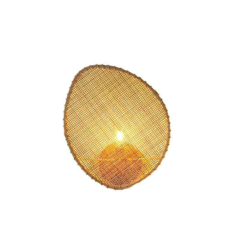 Contemporary Boho Leaf Shape Hardware Rattan 1 - Light Wall Sconce Lamp For Living Room