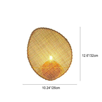 Contemporary Boho Leaf Shape Hardware Rattan 1 - Light Wall Sconce Lamp For Living Room