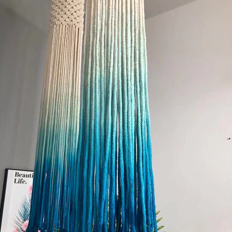 Lustre à 3 lumières en corde tressée avec abat-jour cylindrique en tissu Boho contemporain pour le salon 