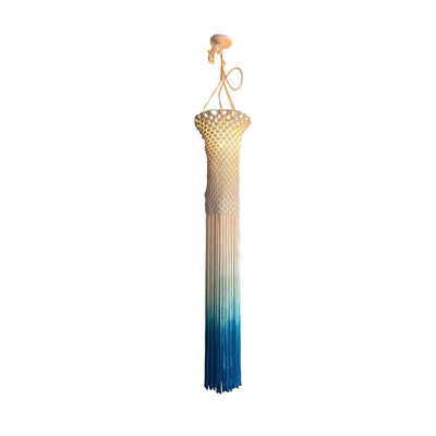 Contemporary Boho Fabric Long Strip Tassel Braided Rope 1-Light Chandelier For Hallways