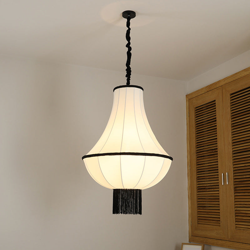 Modern Art Deco Lantern Fabric 1 - Light Chandelier For Bedroom