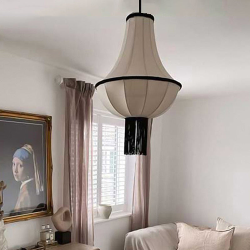 Modern Art Deco Lantern Fabric 1 - Light Chandelier For Bedroom