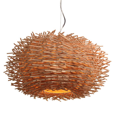 Contemporary Creative Hand Woven Rattan Bird's Nest 1 - Light Pendant Light For Dining Room