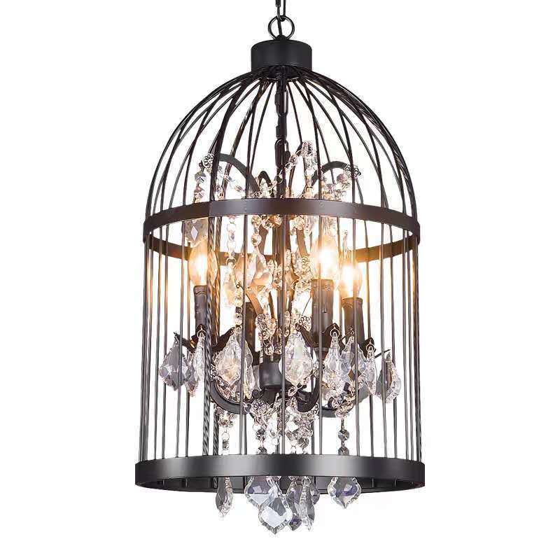 Contemporary Creative Bird Cage Iron Crystal 4/8/12 - Light Chandelier For Dining Room