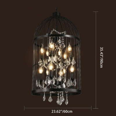 Contemporary Creative Bird Cage Iron Crystal 4/8/12 - Light Chandelier For Dining Room