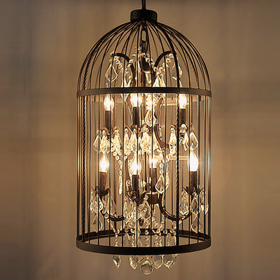 Contemporary Creative Bird Cage Iron Crystal 4/8/12 - Light Chandelier For Dining Room