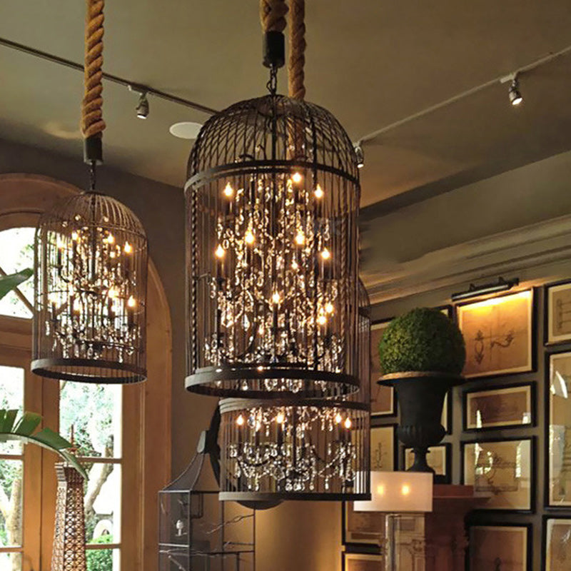 Contemporary Creative Bird Cage Iron Crystal 4/8/12 - Light Chandelier For Dining Room