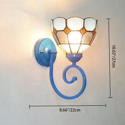 Traditional Tiffany Hardware Glass Telephone Tube Pattern 1 - Light Wall Sconce Lamp For Bedroom