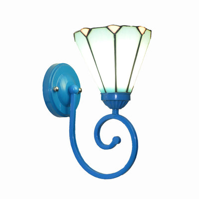 Traditional Tiffany Hardware Glass Telephone Tube Pattern 1 - Light Wall Sconce Lamp For Bedroom