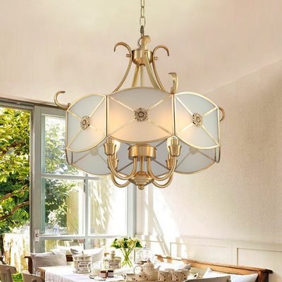 Contemporary Retro Copper Glass 4 - Light Chandelier For Living Room