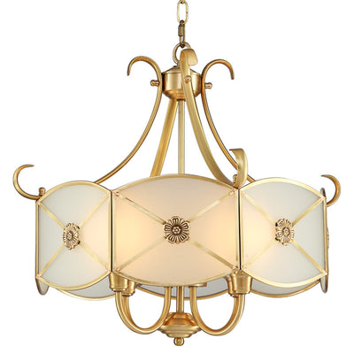 Contemporary Retro Copper Glass 4 - Light Chandelier For Living Room