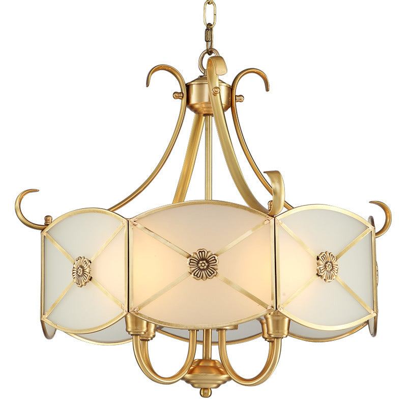 Contemporary Retro Copper Glass 4 - Light Chandelier For Living Room