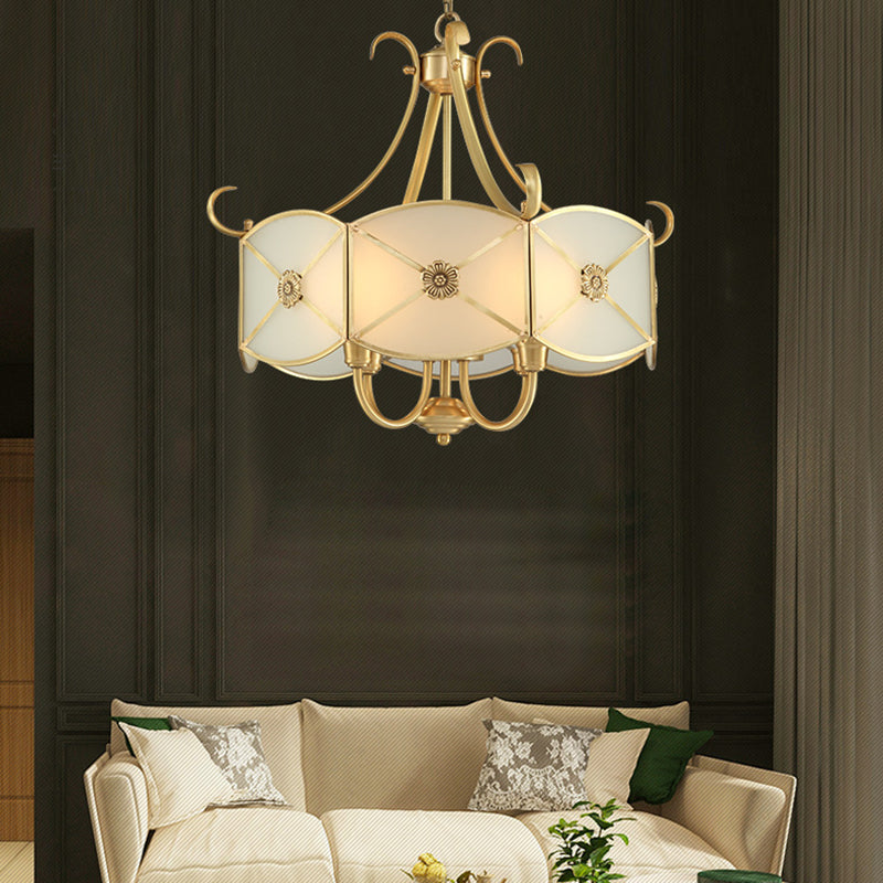 Contemporary Retro Copper Glass 4 - Light Chandelier For Living Room