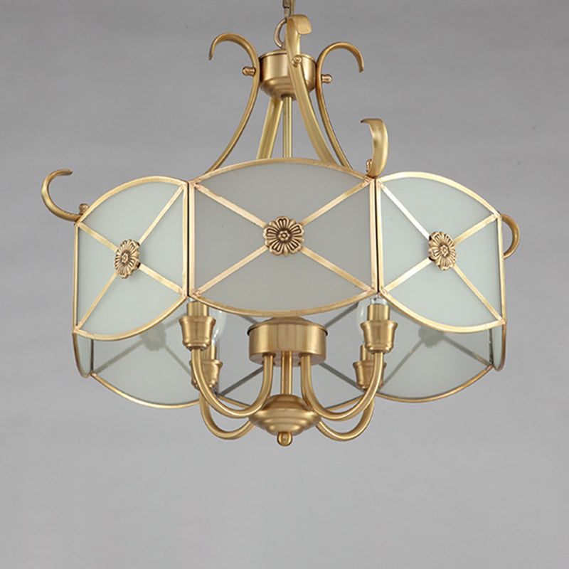 Contemporary Retro Copper Glass 4 - Light Chandelier For Living Room