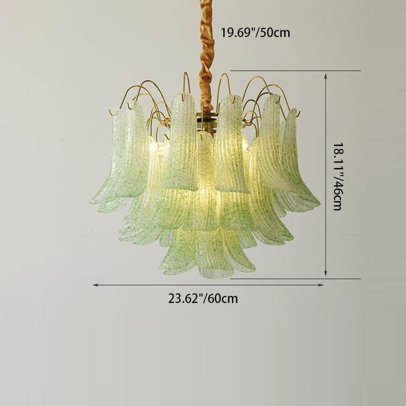 Traditional French Iron Glass Petal Shape 5/6 - Light Chandelier For Living Room