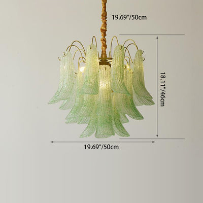 Traditional French Iron Glass Petal Shape 5/6 - Light Chandelier For Living Room