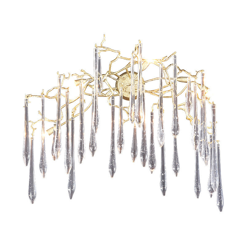 Modern Art Deco Branch Crystal Aluminum 5 - Light Wall Sconce Lamp For Living Room