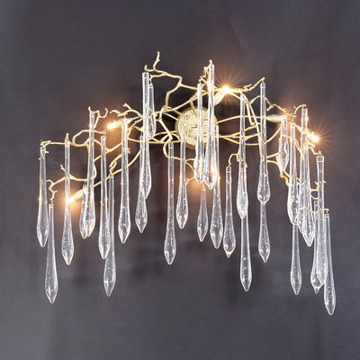 Modern Art Deco Branch Crystal Aluminum 5 - Light Wall Sconce Lamp For Living Room