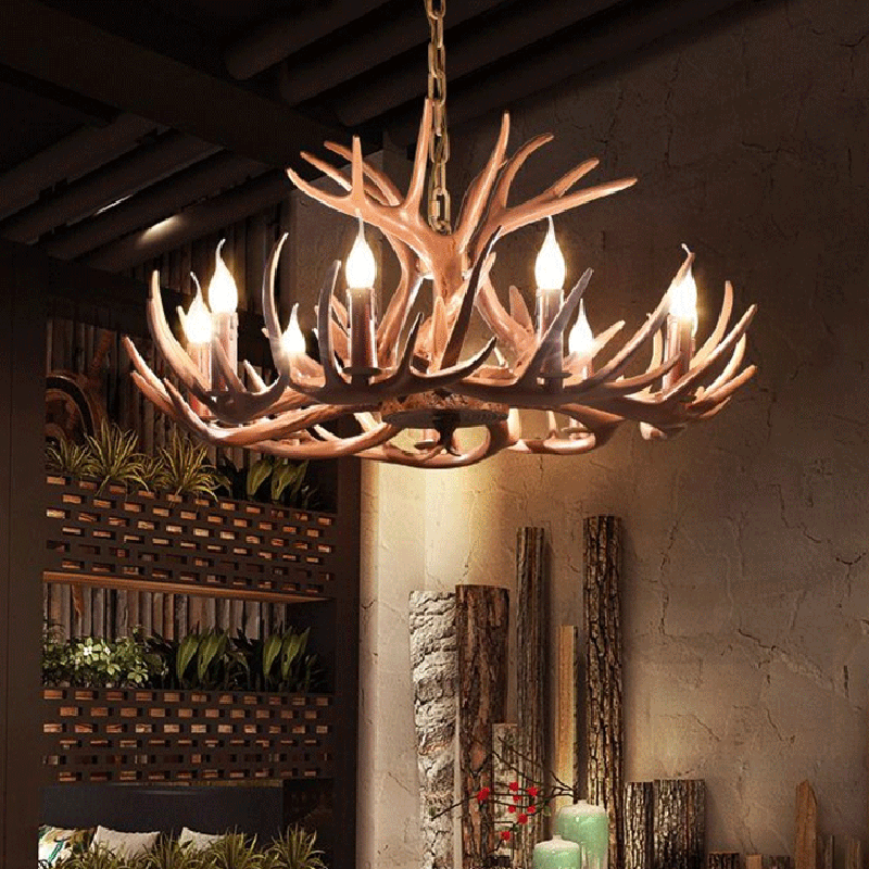 Contemporary Creative PVC Iron Antler Shape 8 - Light Chandeliers For Dining Room