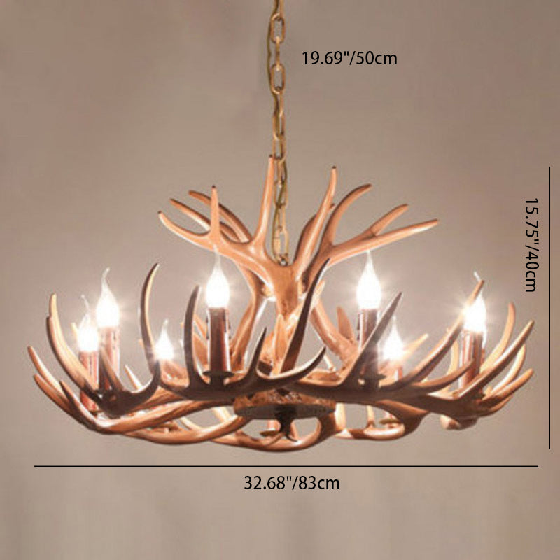 Contemporary Creative PVC Iron Antler Shape 8 - Light Chandeliers For Dining Room