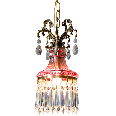 Traditional French Copper Crystal 1 - Light Pendant Light For Living Room