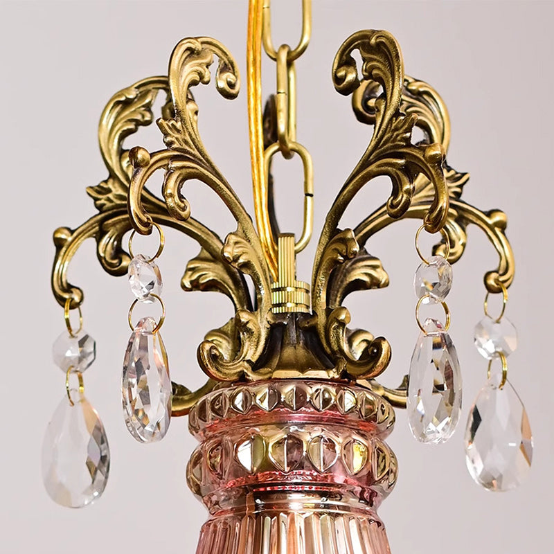 Traditional French Copper Crystal 1 - Light Pendant Light For Living Room