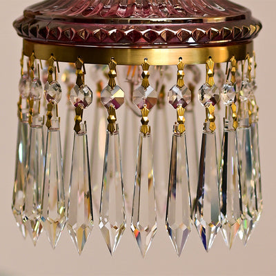 Traditional French Copper Crystal 1 - Light Pendant Light For Living Room