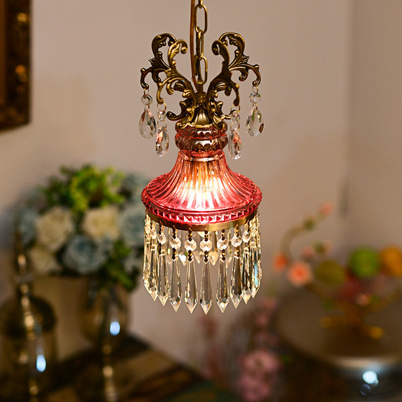 Traditional French Copper Crystal 1 - Light Pendant Light For Living Room