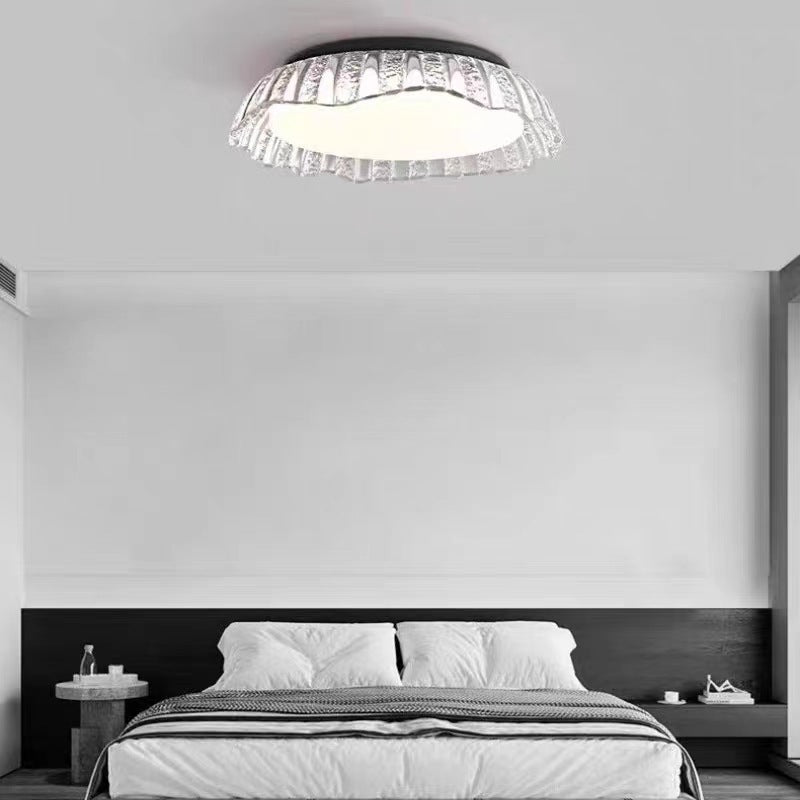 Modern Simplicity Aluminum Resin Bowl Shape LED Flush Mount Ceiling Light For Bedroom