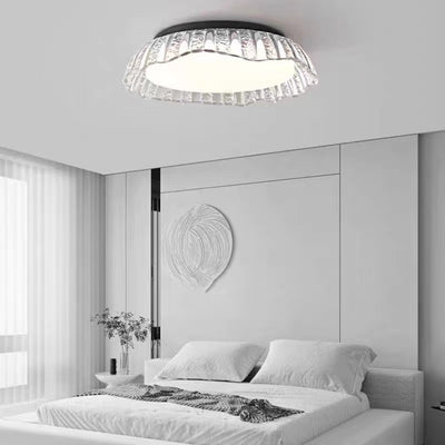 Modern Simplicity Aluminum Resin Bowl Shape LED Flush Mount Ceiling Light For Bedroom