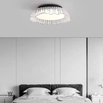 Modern Simplicity Aluminum Resin Bowl Shape LED Flush Mount Ceiling Light For Bedroom