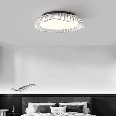 Modern Simplicity Aluminum Resin Bowl Shape LED Flush Mount Ceiling Light For Bedroom