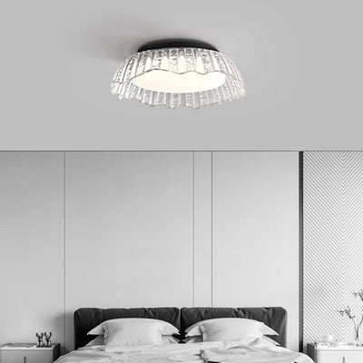 Modern Simplicity Aluminum Resin Bowl Shape LED Flush Mount Ceiling Light For Bedroom