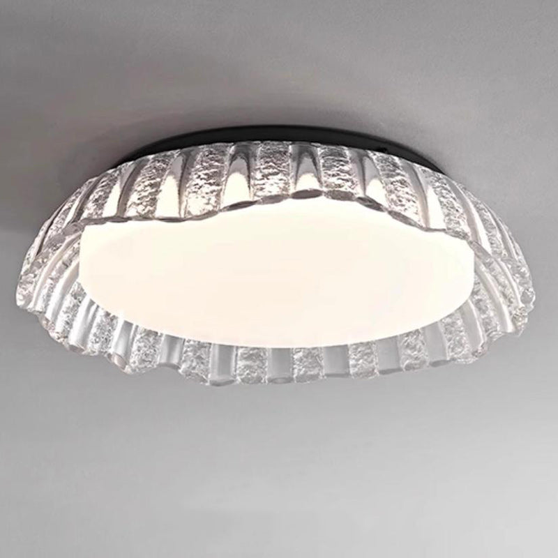 Modern Simplicity Aluminum Resin Bowl Shape LED Flush Mount Ceiling Light For Bedroom