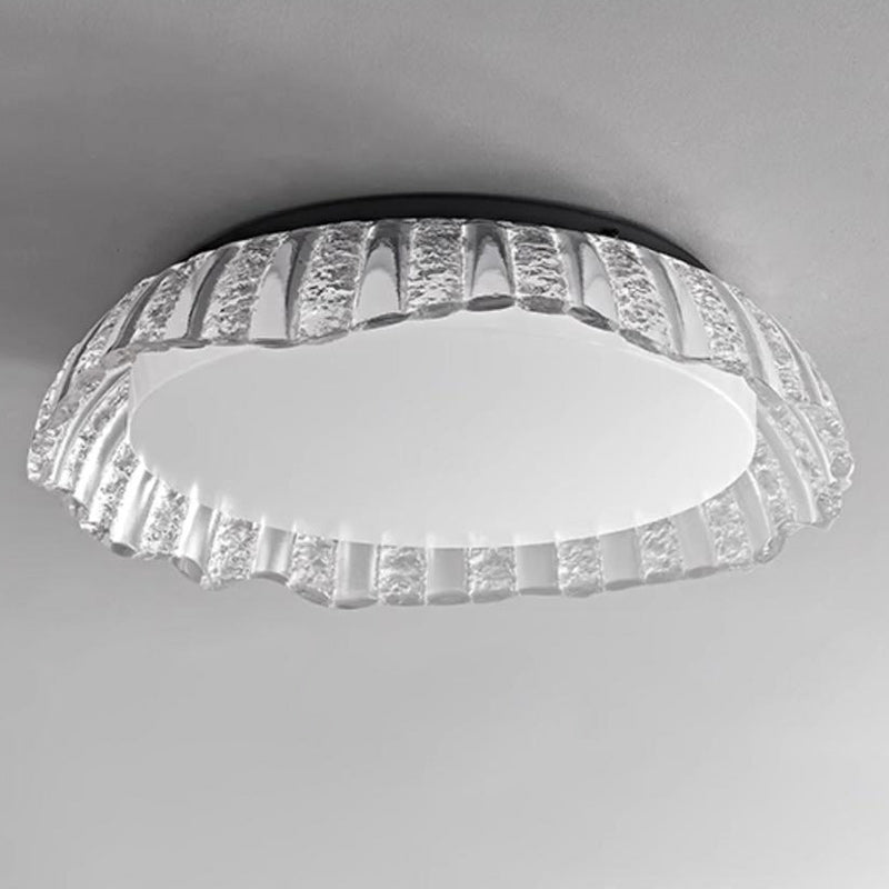 Modern Simplicity Aluminum Resin Bowl Shape LED Flush Mount Ceiling Light For Bedroom