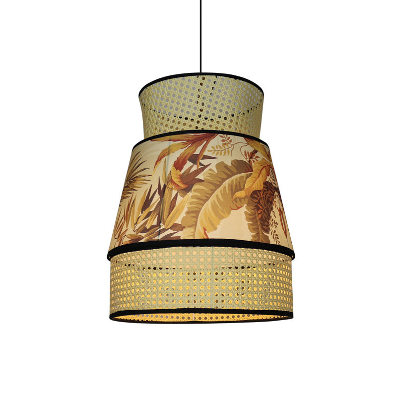 Traditional Chinese Rattan Fabric Painting 1 - Light Pendant Light For Dining Room