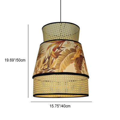 Traditional Chinese Rattan Fabric Painting 1 - Light Pendant Light For Dining Room