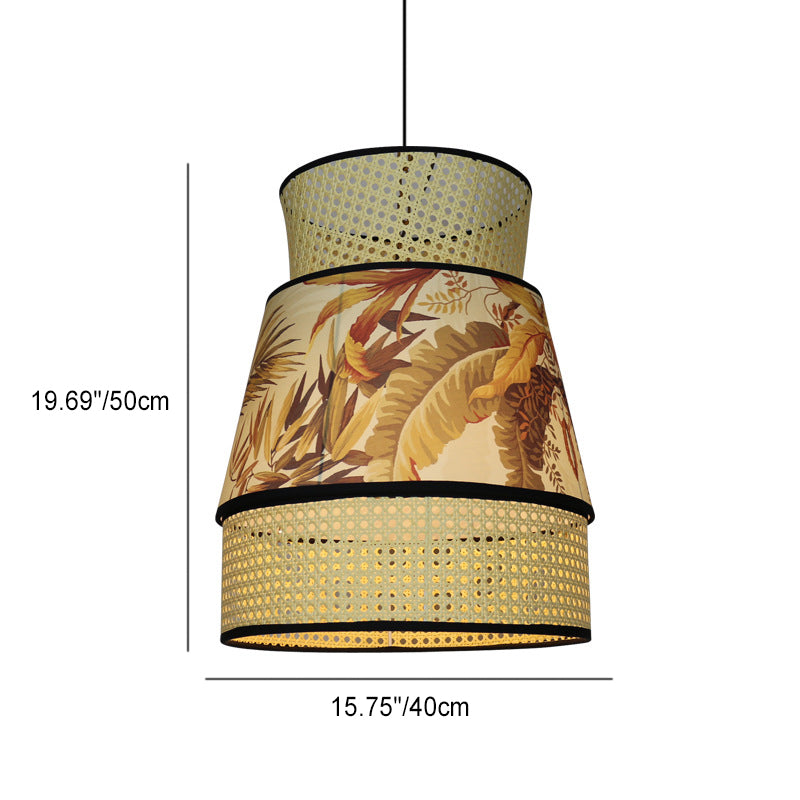 Traditional Chinese Rattan Fabric Painting 1 - Light Pendant Light For Dining Room