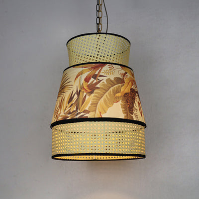 Traditional Chinese Rattan Fabric Painting 1 - Light Pendant Light For Dining Room