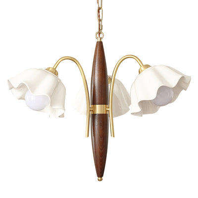 Contemporary Retro Flowers Copper Ceramics 3 - Light Chandelier For Living Room