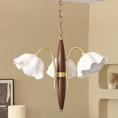 Contemporary Retro Flowers Copper Ceramics 3 - Light Chandelier For Living Room