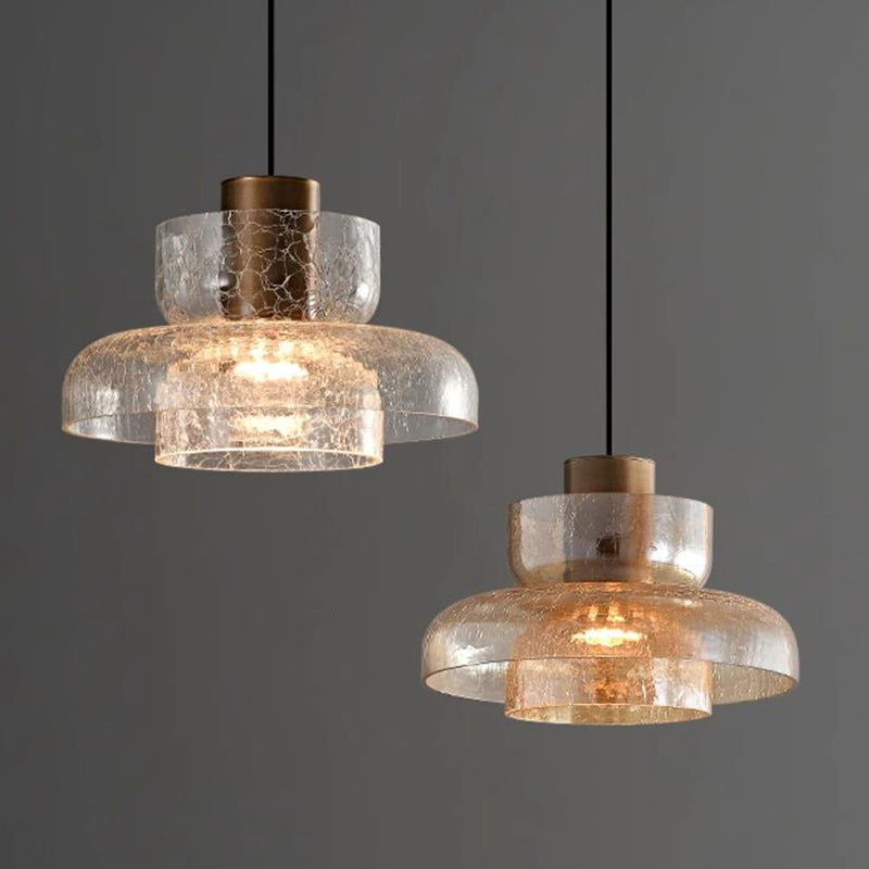 Contemporary Retro Glass Iron LED Pendant Light For Dining Room