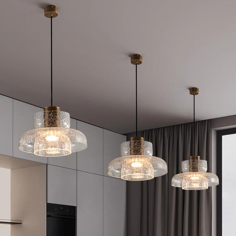 Contemporary Retro Glass Iron LED Pendant Light For Dining Room