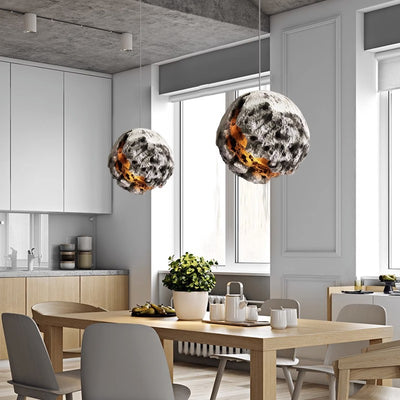 Contemporary Creative Polystyrene Irregular Planet 1 - Light Pendant Light For Dining Room