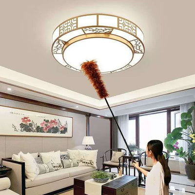 Traditional Chinese Round Plum Blossom Acrylic Aluminum LED Flush Mount Ceiling Light For Living Room