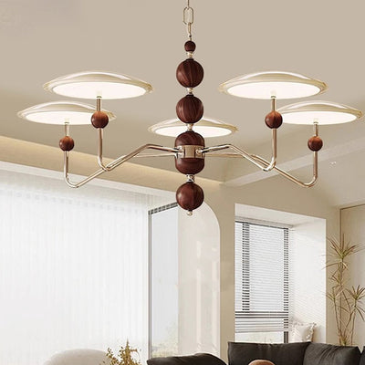 Traditional French Round Aluminum Iron Acrylic LED Chandelier For Living Room