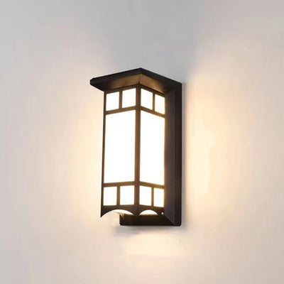 Traditional Chinese Rectangular Waterproof Aluminum Acrylic LED Wall Sconce Lamp For Outdoor Patios