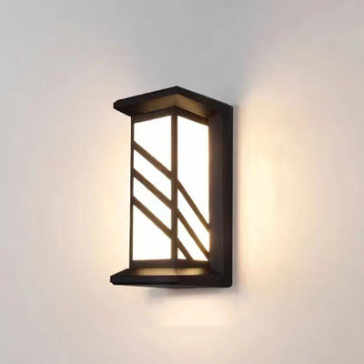 Traditional Chinese Rectangular Waterproof Aluminum Acrylic LED Wall Sconce Lamp For Outdoor Patios